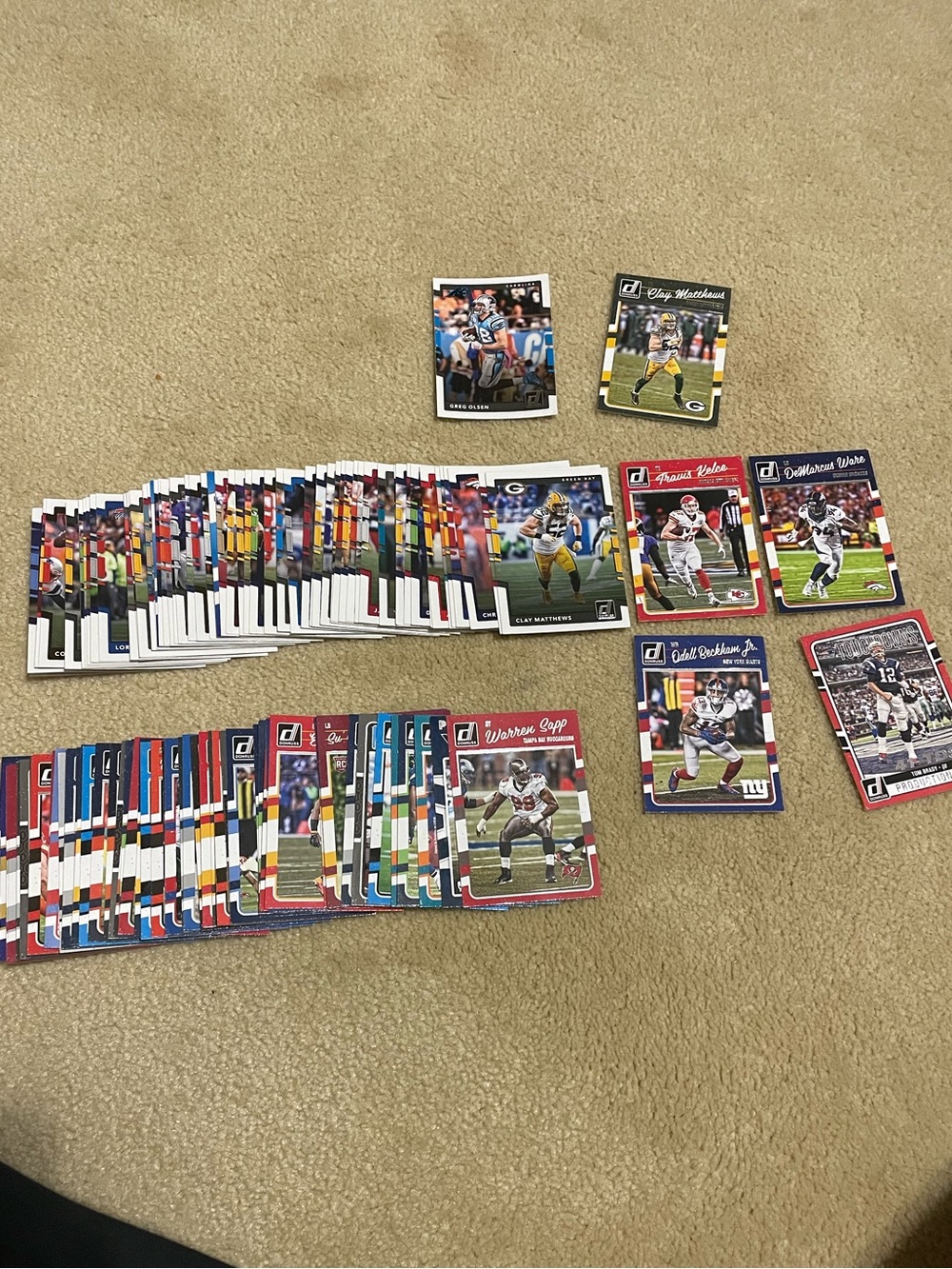 Donruss Football Trading Cards - Red, Blue, White 125 count